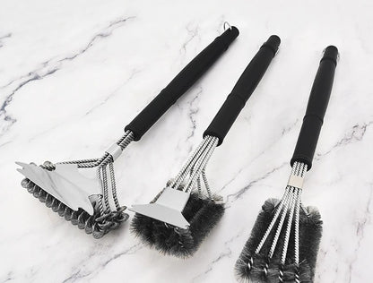 BBQ Grill Cleaning Brush with Wire Scrubber and Scraper, 44cm