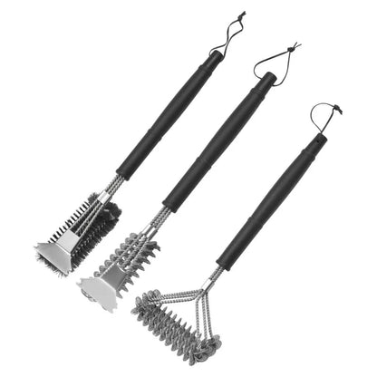 BBQ Grill Cleaning Brush with Wire Scrubber and Scraper, 44cm