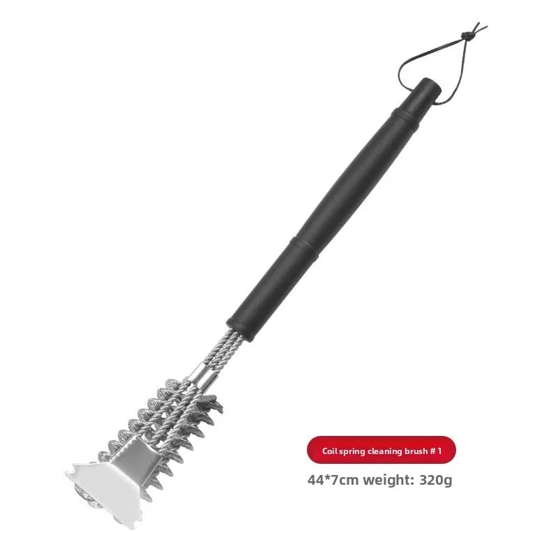 BBQ Grill Cleaning Brush with Wire Scrubber and Scraper, 44cm