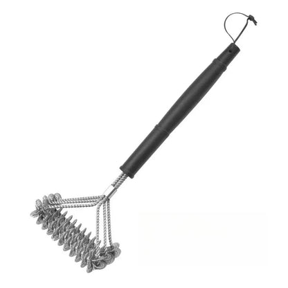 BBQ Grill Cleaning Brush with Wire Scrubber and Scraper, 44cm - green