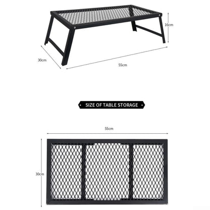 Folding Camping BBQ Grill Cooking Rack, Portable Metal Barbecue Stand 55 x 30 x 16cm