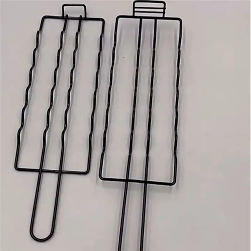 Sausage Grilling Basket with Iron Basket and Wooden Handle