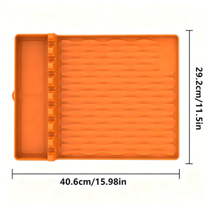 Silicone BBQ Mat with Drain Tray, Non-Slip Heat-Resistant Utensil Holder