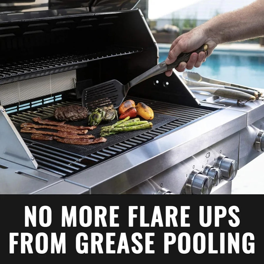 Non-Stick BBQ Grill Mesh Mat, Reusable Barbecue Cooking Sheet