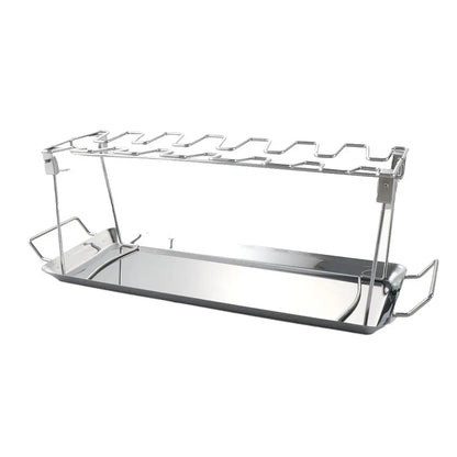 Metal BBQ Chicken Wing and Leg Rack with Optional Drip Pan