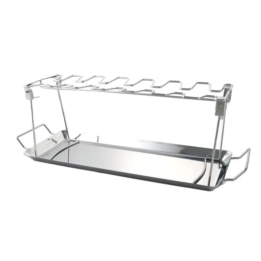 Metal BBQ Chicken Wing and Leg Rack with Optional Drip Pan