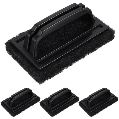 Grill Cleaning Brush with Scrubbing Pad for BBQ Racks, Black Plastic, 15cm