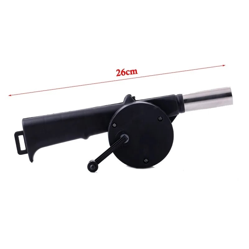 Hand-Cranked BBQ Fire Bellows Air Blower 26cm Black PP