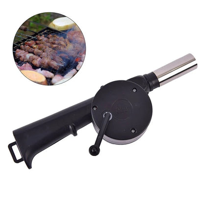 Hand-Cranked BBQ Fire Bellows Air Blower 26cm Black PP