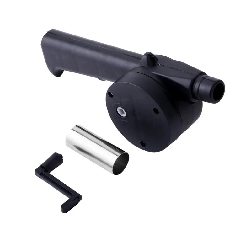 Hand-Cranked BBQ Fire Bellows Air Blower 26cm Black PP
