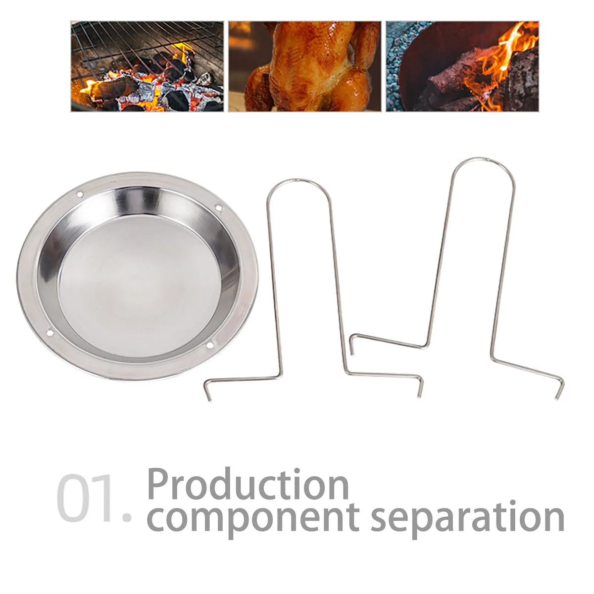 Carbon Steel BBQ Chicken Roasting Rack and Grill Plate 17 x 19cm
