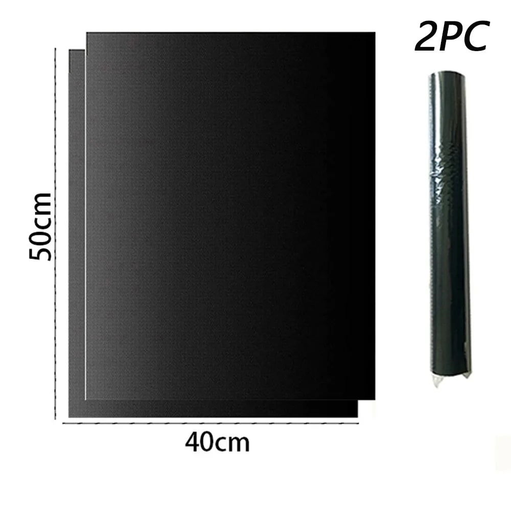 Black Glass Fibre BBQ Grill Mat, Non-Stick Reusable Cooking Sheet, 33 x 40cm to 40 x 60cm - 40 x 50cm-2pc