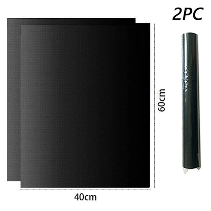 Black Glass Fibre BBQ Grill Mat, Non-Stick Reusable Cooking Sheet, 33 x 40cm to 40 x 60cm - 40 x 60cm-2pc