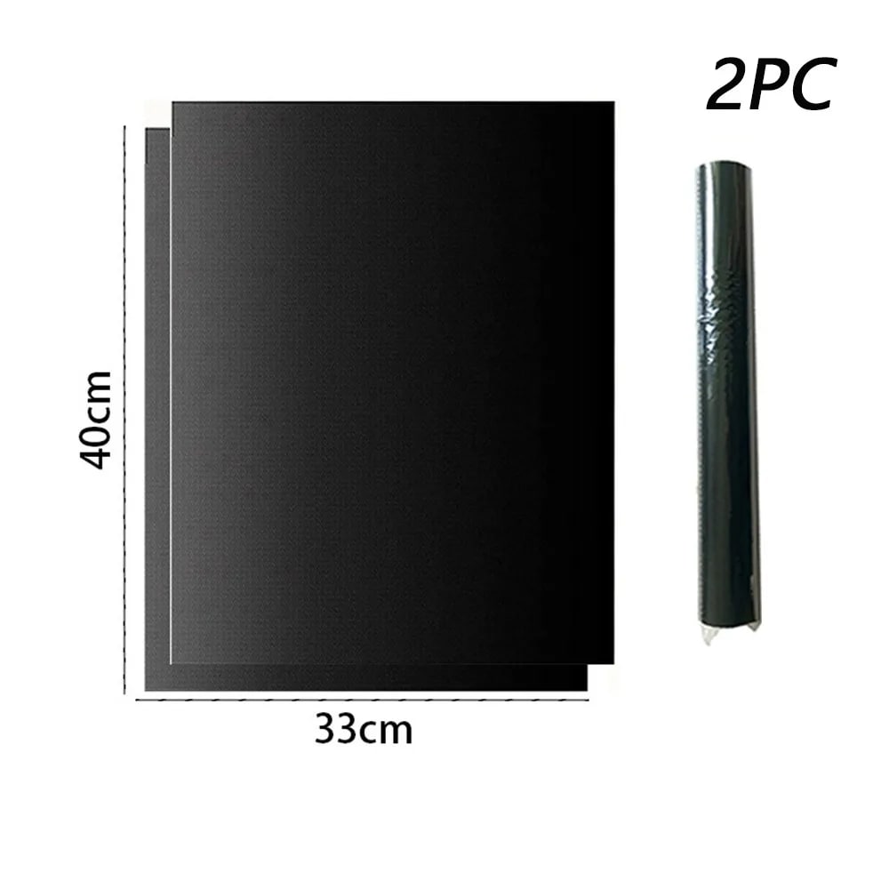 Black Glass Fibre BBQ Grill Mat, Non-Stick Reusable Cooking Sheet, 33 x 40cm to 40 x 60cm - 33 x 40cm-2pc