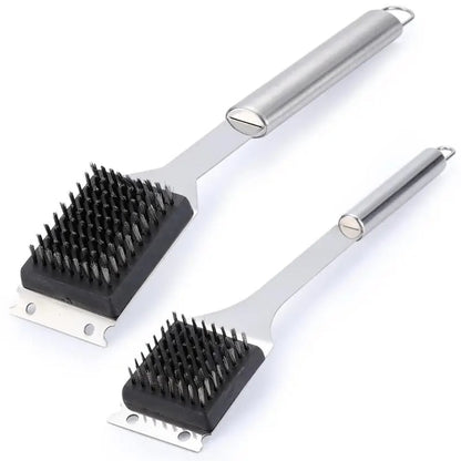 BBQ Grill Brush Set, 2-Piece Stainless Steel, 35/42cm, Silver