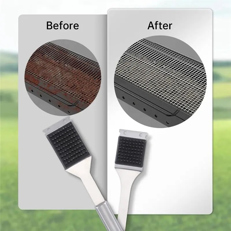 BBQ Grill Brush Set, 2-Piece Stainless Steel, 35/42cm, Silver