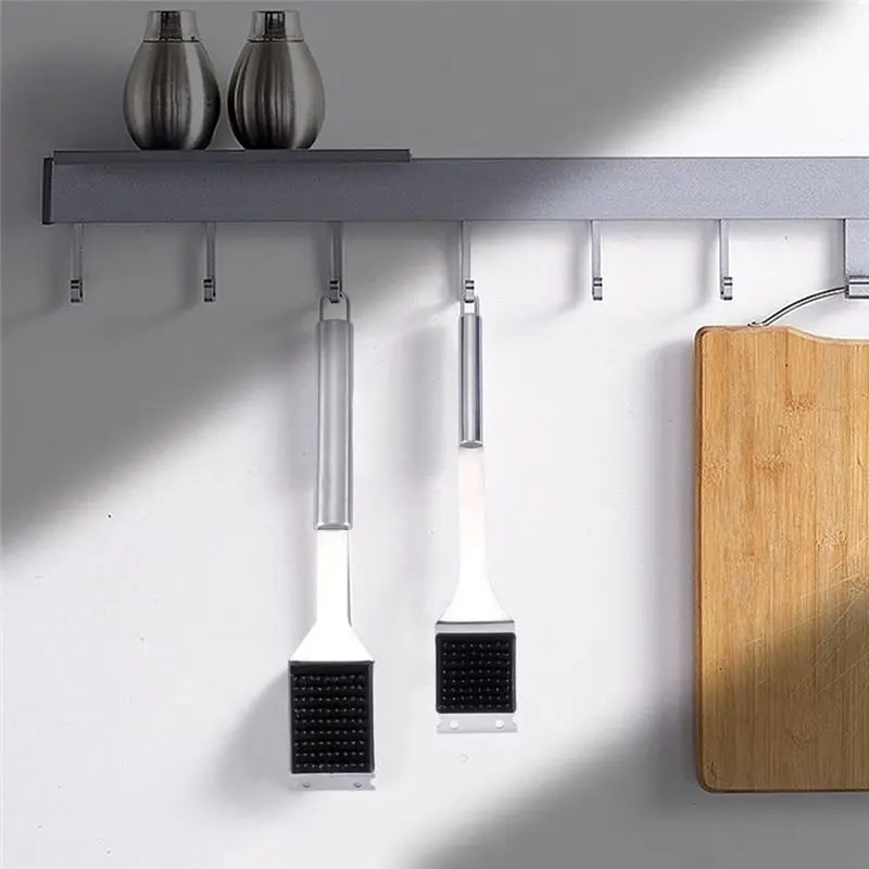 BBQ Grill Brush Set, 2-Piece Stainless Steel, 35/42cm, Silver