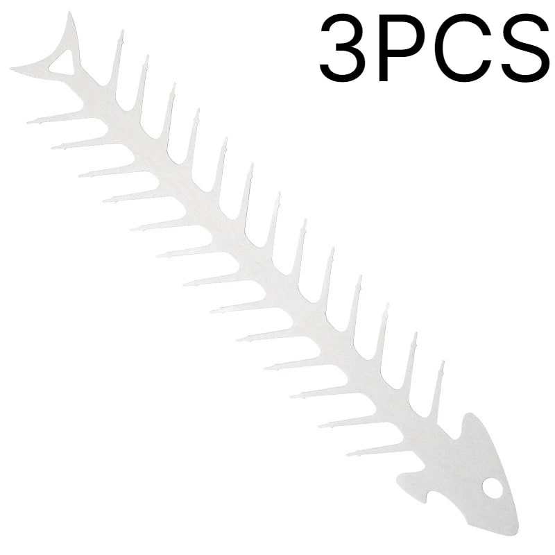 Stainless Steel Fish Bone BBQ Skewers, Reusable Outdoor Grill Sticks, 3 Pack