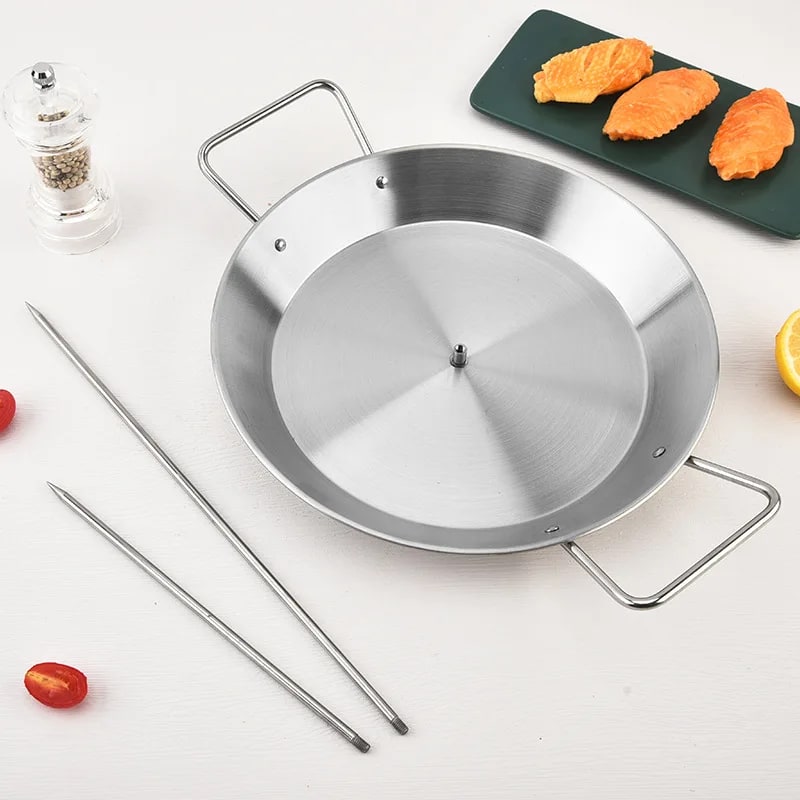 Stainless Steel Vertical BBQ Grill Pan with 3 Removable Skewers