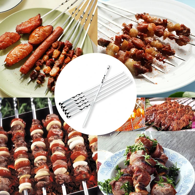 Metal Barbecue Skewers for Meat and Vegetables, 30cm or 35cm