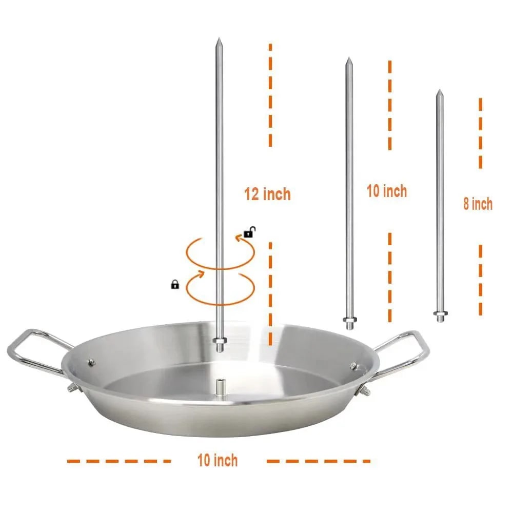Stainless Steel Vertical BBQ Grill Pan with 3 Removable Skewers