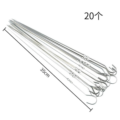 Metal Barbecue Skewers for Meat and Vegetables, 30cm or 35cm - z9x35cm 20pcs