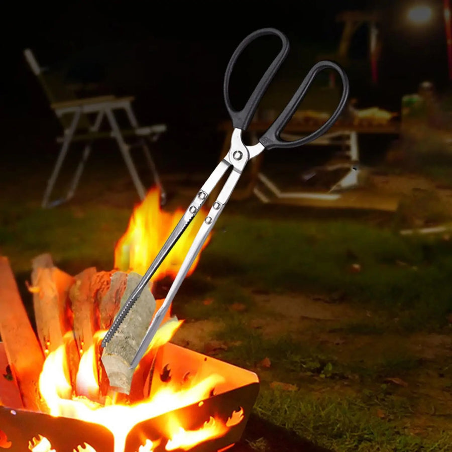Charcoal BBQ Tongs, Metal Heat-Resistant Pick-Up Tool, 36cm or 41cm