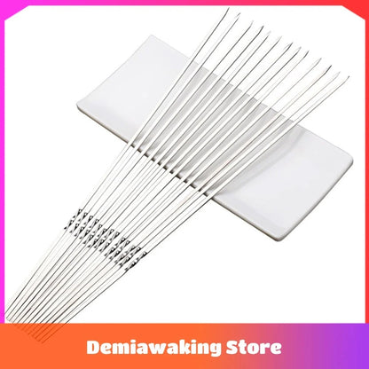 20 Metal Flat Barbecue Skewers, 350mm Silver Grilling Kebab Sticks