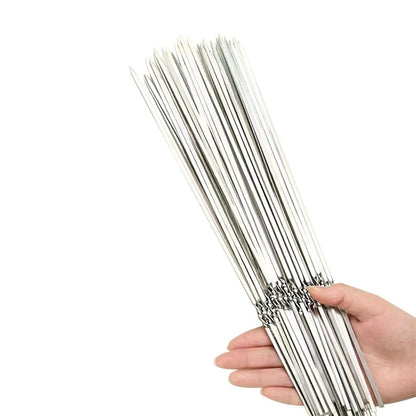 20 Metal Flat Barbecue Skewers, 350mm Silver Grilling Kebab Sticks