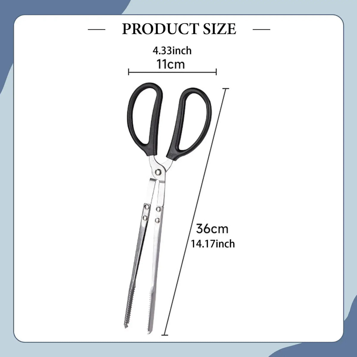 Charcoal BBQ Tongs, Metal Heat-Resistant Pick-Up Tool, 36cm or 41cm