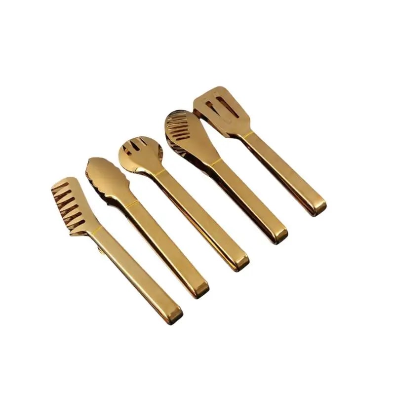 Stainless Steel Food Tongs, 23.5cm Shiny Gold BBQ & Serving Tongs