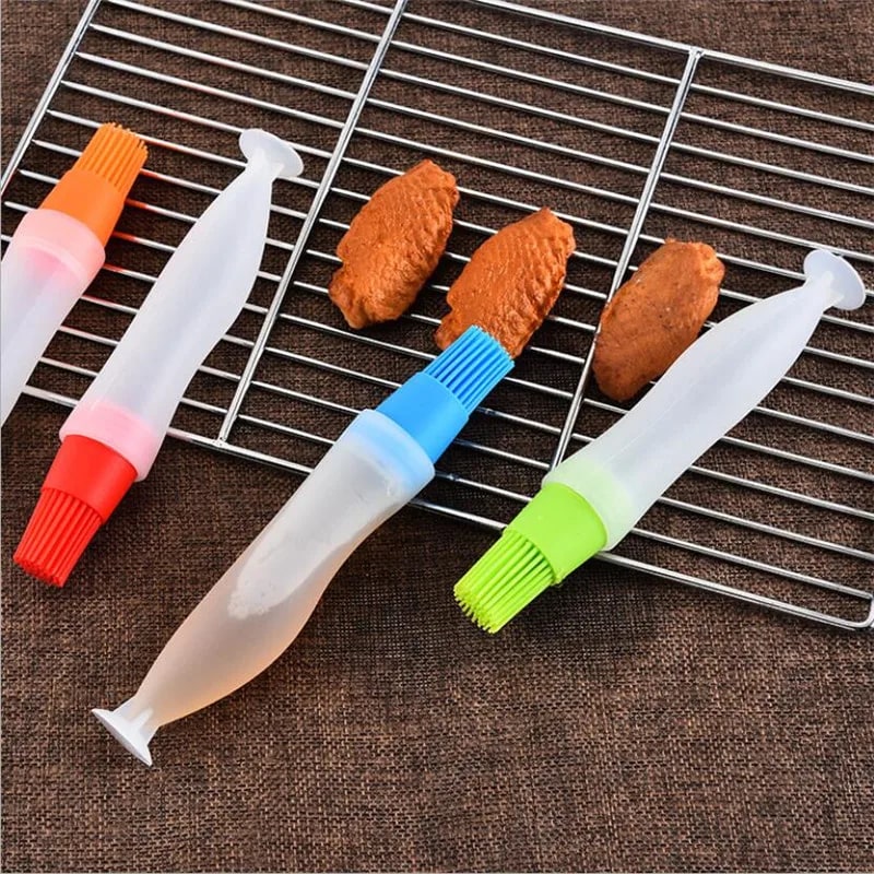 YXMOULD BBQ Basting Brush with Oil Bottle, PEVA Plastic, 17.5cm, Red Blue Green or Orange
