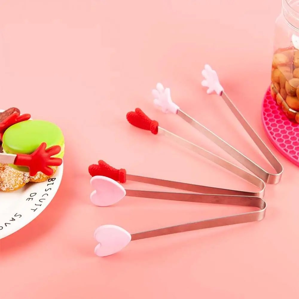 Stainless Steel Food Tongs 13.5cm BBQ Snack Bread Ice Cube Clips