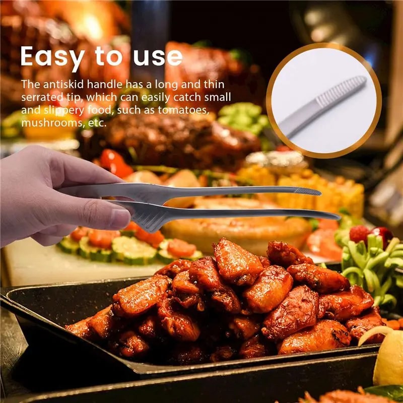 Stainless Steel BBQ Tongs, 24.5cm Self-Standing Grill and Serving Tongs