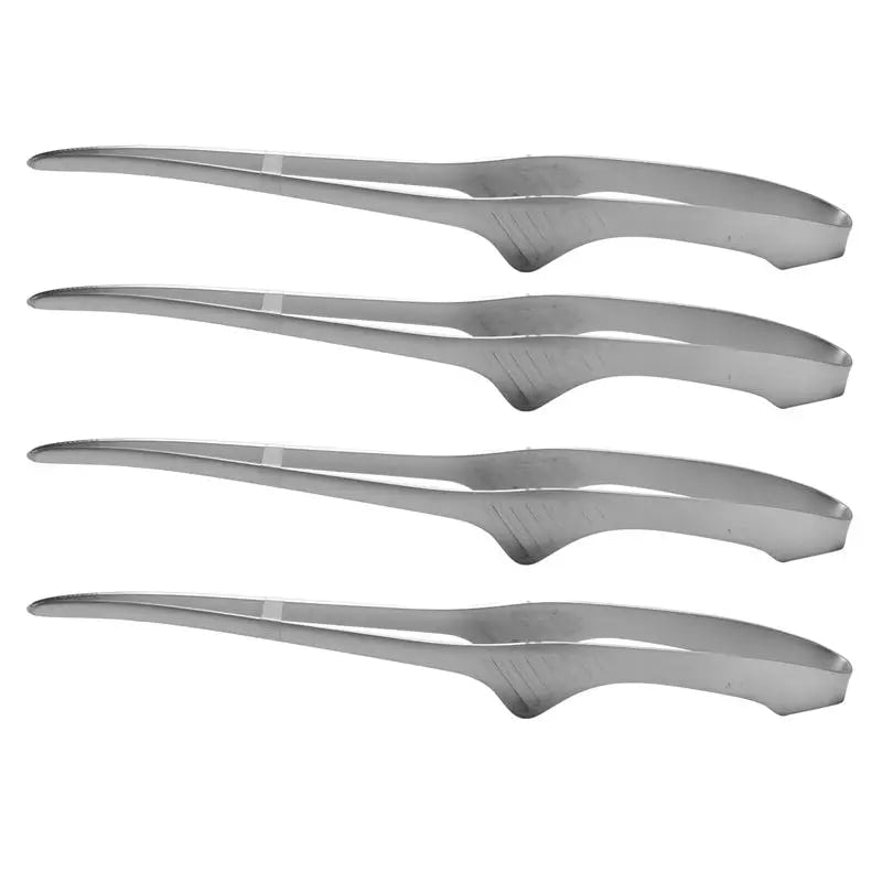 Stainless Steel BBQ Tongs, 24.5cm Self-Standing Grill and Serving Tongs