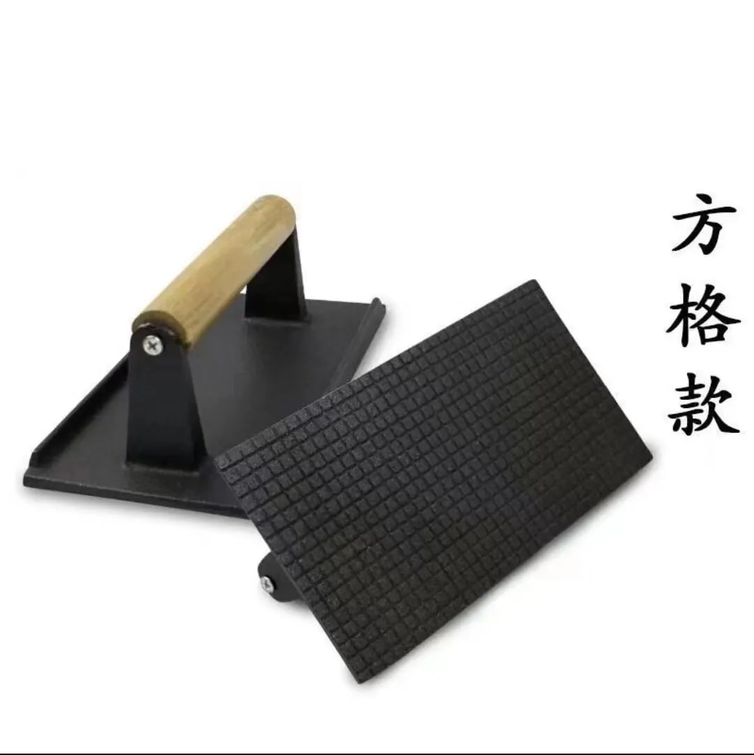 Heavy-Duty Iron BBQ Grill Press for Bacon, Meat and Griddle Cooking - Square 20x10.5cm