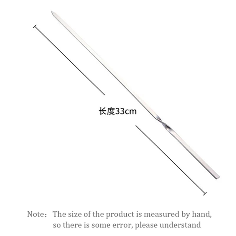 Reusable Stainless Steel BBQ Skewers, 330mm Flat Kebab Forks