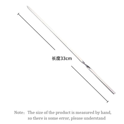 Reusable Stainless Steel BBQ Skewers, 330mm Flat Kebab Forks