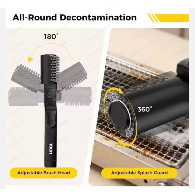 Electric BBQ Grill Brush Cleaner, 2600mAh, Adjustable 300-400 RPM, Black