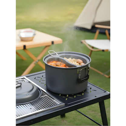 6L Stainless Steel Collapsible Dual-Purpose Camping & BBQ Pot, Grey