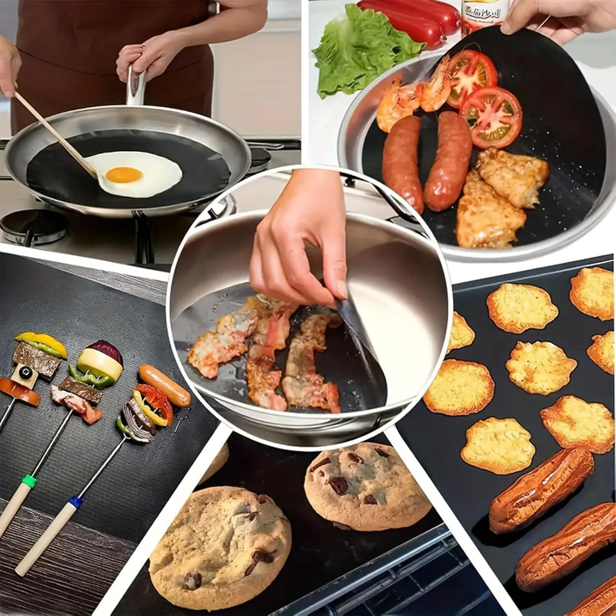 Reusable PTFE BBQ Grill Mat 40 x 33cm Non-Stick Black CF001