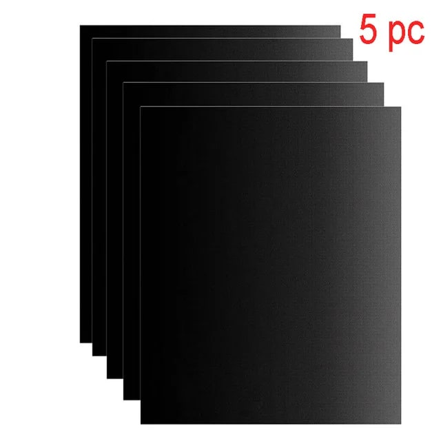 Reusable PTFE BBQ Grill Mat 40 x 33cm Non-Stick Black CF001 - 5pcs