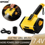 Hippcron 7.4V Electric BBQ Brush with 304 Stainless Steel Bristles, LED Light and 2 Speeds