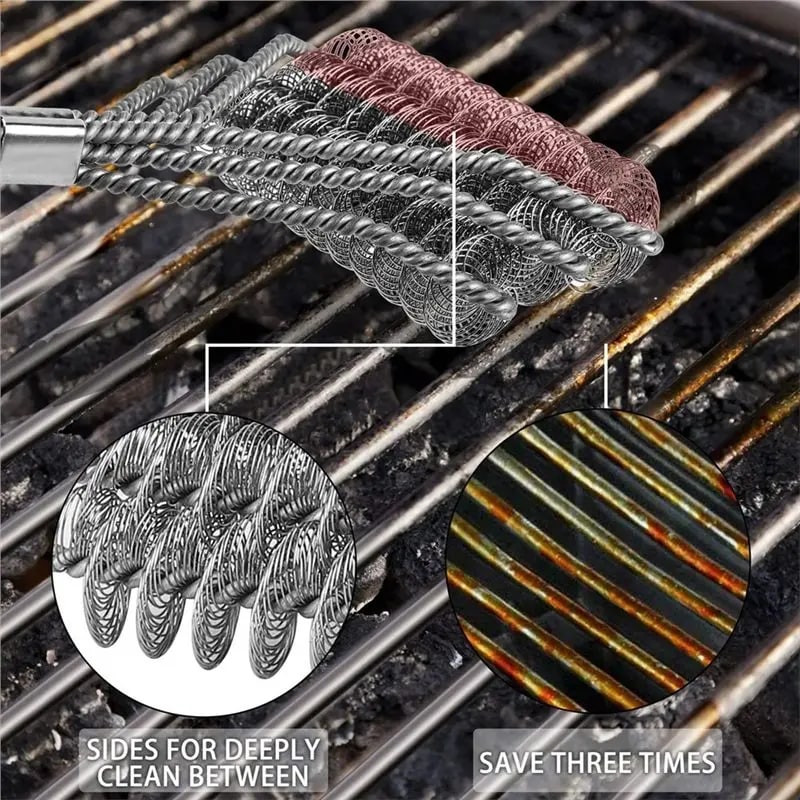 BBQ Grill Cleaning Brush with Stainless Steel Wire Spring Head, 46.5cm
