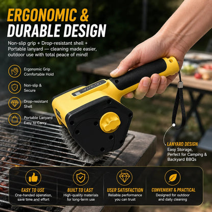 Hippcron 7.4V Electric BBQ Brush with 304 Stainless Steel Bristles, LED Light and 2 Speeds