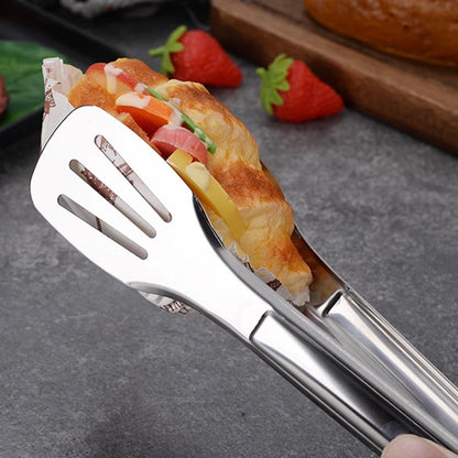 Stainless Steel BBQ Tongs, Small or Large Slotted Food Serving Tongs