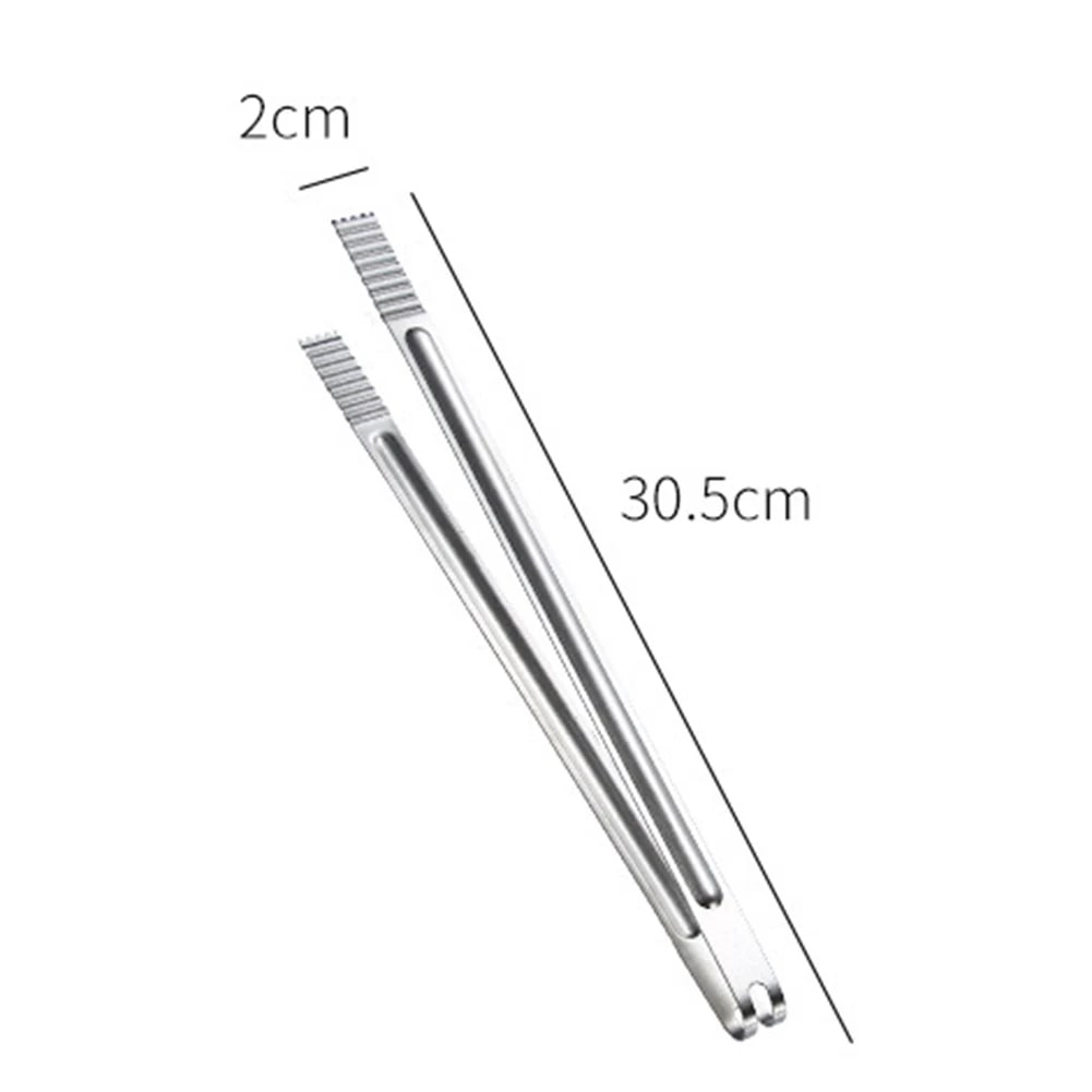 Stainless Steel BBQ Tongs, 20.5-45.5cm, Ridged Grip, 8-18 Inch Sizes - 12Inch