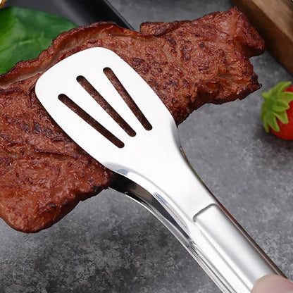 Stainless Steel BBQ Tongs, Small or Large Slotted Food Serving Tongs