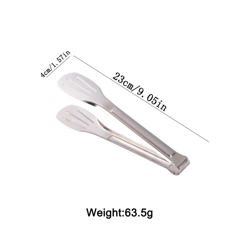 Stainless Steel BBQ Tongs, Small or Large Slotted Food Serving Tongs - Small-1PC