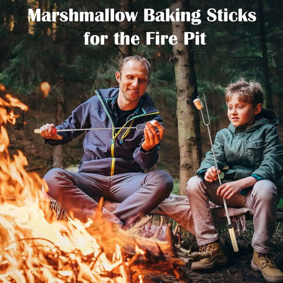 Marshmallow Roasting Forks, Extendable 304 Stainless Steel Campfire Skewers